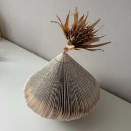 Paper Flower Vase - Book Sculpture Art Object Artwork Unique - thumbnail 2