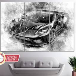 Ford Gt Canvas Print, Wall Art, Sport Car Canvas, Decor, Photo, Fan Gift, Paintings - thumbnail 2
