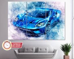Ford Gt Canvas Print, Wall Art, Sport Car Canvas, Decor, Photo, Fan Gift, Paintings