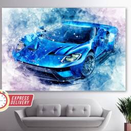 Ford Gt Canvas Print, Wall Art, Sport Car Canvas, Decor, Photo, Fan Gift, Paintings - thumbnail 3