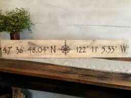 Location Sign, Gps Home Coordinates Sign With Longitude Latitude, Personalized Wedding Anniversary Wood Wall Art - thumbnail 1