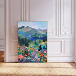 Landscape Art Print, Mountains Botanical Print, Flower Art Print, Hills - thumbnail 1