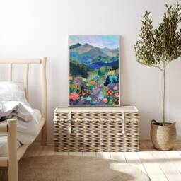 Landscape Art Print, Mountains Botanical Print, Flower Art Print, Hills - thumbnail 3
