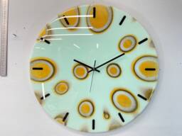 50cm Large Pale Green & Gold Modern Resin Wall Clock, Unusual Abstract Clock