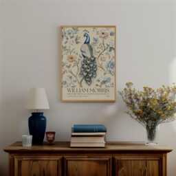 William Morris Peacock Print - Inspired, Luxury Botanical Foliage Textiles Exhibition, Arts & Crafts, Floral Woodland Art - thumbnail 3