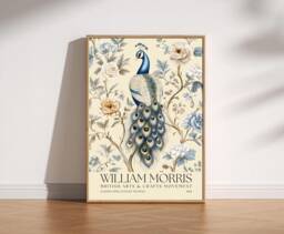 William Morris Peacock Print - Inspired, Luxury Botanical Foliage Textiles Exhibition, Arts & Crafts, Floral Woodland Art - thumbnail 1