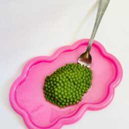 Green Peas & Fork Wavy Wall Art/ Dopamine Decor/ Maximalist Fake Food/ Food Pop Sculpture/ Funky Gift Idea - thumbnail 2