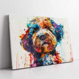 Colorful Cockapoo Dog Pet Abstract Modern Oil Painting Wall Art, Framed Canvas Poster Print, Home Kitchen Office Room Decor, Gifts - thumbnail 2