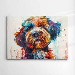 Colorful Cockapoo Dog Pet Abstract Modern Oil Painting Wall Art, Framed Canvas Poster Print, Home Kitchen Office Room Decor, Gifts - thumbnail 3