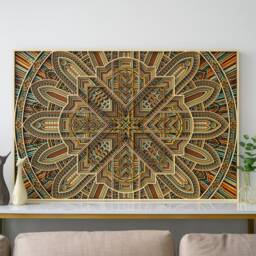 Glint Wood Wall Hanging, Large Geometric Mandala Laser Cut Panel, Modern Office Interior Decoration - thumbnail 2