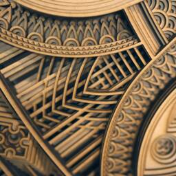 Glint Wood Wall Hanging, Large Geometric Mandala Laser Cut Panel, Modern Office Interior Decoration - thumbnail 4