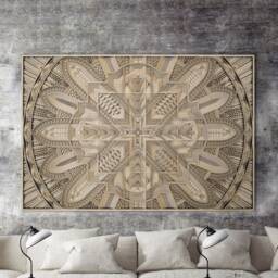Glint Wood Wall Hanging, Large Geometric Mandala Laser Cut Panel, Modern Office Interior Decoration - thumbnail 1