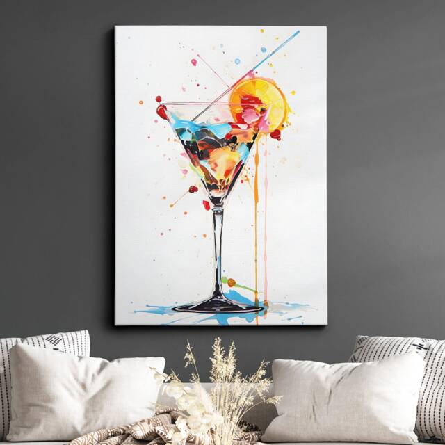 Long Island Cocktail Glass Beverage Watercolor Drink Painting Framed Poster Print & Canvas Wall Decor Art Bedroom Home Interior Gift - image 1