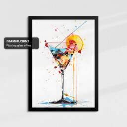 Long Island Cocktail Glass Beverage Watercolor Drink Painting Framed Poster Print & Canvas Wall Decor Art Bedroom Home Interior Gift - thumbnail 2