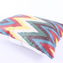 Ikat Silk Velvet Pillow 16x24 - Handmade Boho Cushion Cover Turkish Home Decor Accent - thumbnail 3