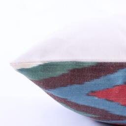 Ikat Silk Velvet Pillow 16x24 - Handmade Boho Cushion Cover Turkish Home Decor Accent - thumbnail 2