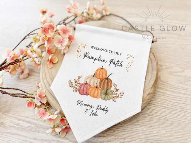 Pumpkin Patch Linen Wall Hanging - Welcome To Our Sign Wall Pennant Decor Autumn Home - image 1