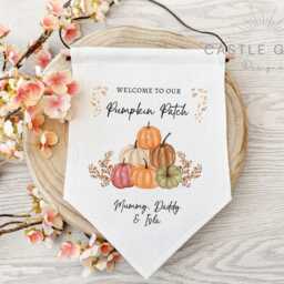 Pumpkin Patch Linen Wall Hanging - Welcome To Our Sign Wall Pennant Decor Autumn Home - thumbnail 3