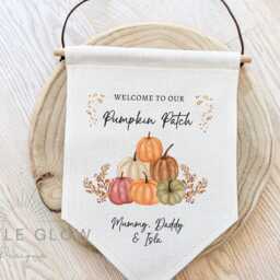 Pumpkin Patch Linen Wall Hanging - Welcome To Our Sign Wall Pennant Decor Autumn Home - thumbnail 2
