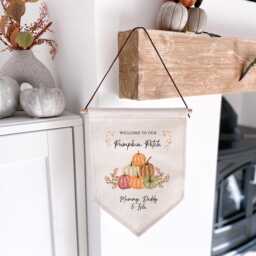Pumpkin Patch Linen Wall Hanging - Welcome To Our Sign Wall Pennant Decor Autumn Home - thumbnail 4