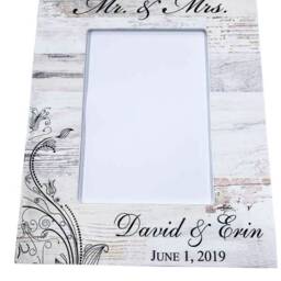 Personalized Wedding Photo Frame - Engraved Wood Picture Engagement Designed Frame Love Anniversary Pallet - thumbnail 4