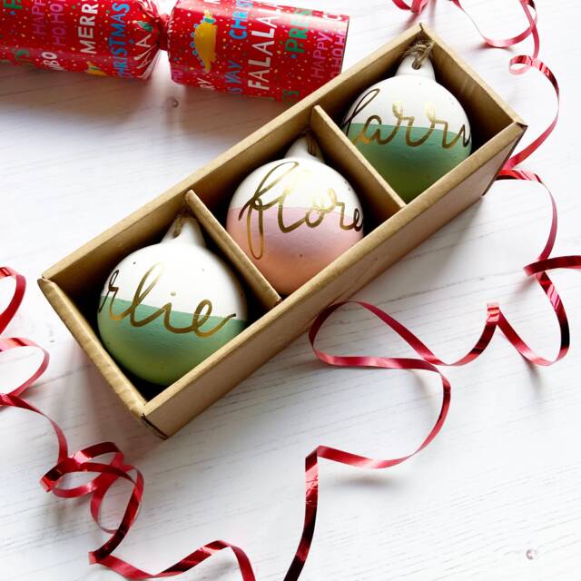 Hand-Painted Ceramic Christmas Bauble - Personalised Calligraphy Decoration - image 1