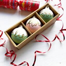 Hand-Painted Ceramic Christmas Bauble - Personalised Calligraphy Decoration - thumbnail 1