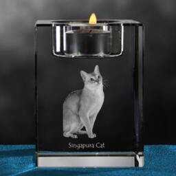 Snowshoe Cat, Crystal Candlestick With Souvenir, Decoration, Limited Edition, Collection - thumbnail 3