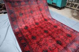 Red Bukhara Rug, 6'4x9'3 Ft Afghan Hand Knotted Veg Dyes Wool Area Khal Mohammedi Oriental Turkmen Living Room Bedroom Carpet - thumbnail 1