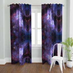 Purple Galaxy Curtain Panel - Dark Cosmo Outer Space Starts Stars Custom Carina Nebula - Edited Blue By Azizakadyri - thumbnail 2