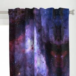 Purple Galaxy Curtain Panel - Dark Cosmo Outer Space Starts Stars Custom Carina Nebula - Edited Blue By Azizakadyri - thumbnail 1