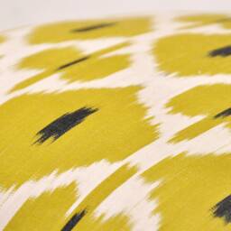 Yellow Ikat Pillow Cover, 20x20, Silk Cotton Accent Cushion - thumbnail 2