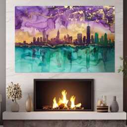 Abstract New York Painting Canvas Print, Skyline, Watercolor Manhattan Wall Art, Poster, Framed & Ready To Hang - thumbnail 3