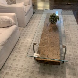 Reclaimed Wood Coffee Table, Rustic Industrial Style, Metal Legs. Glass Cocktail Table - thumbnail 3