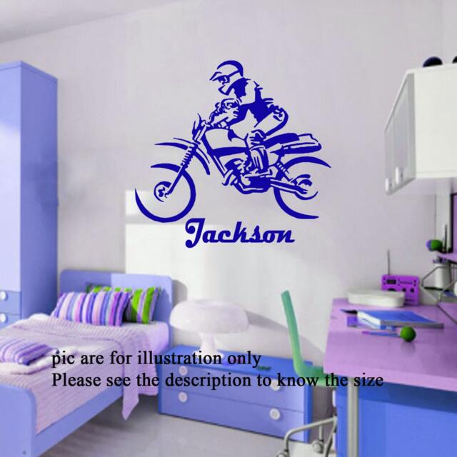 Motor Bike Race Personal Name Boy Sports Vinyl Stickers, Wall Art, Decals 04 - image 1