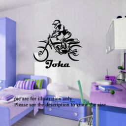 Motor Bike Race Personal Name Boy Sports Vinyl Stickers, Wall Art, Decals 04 - thumbnail 2