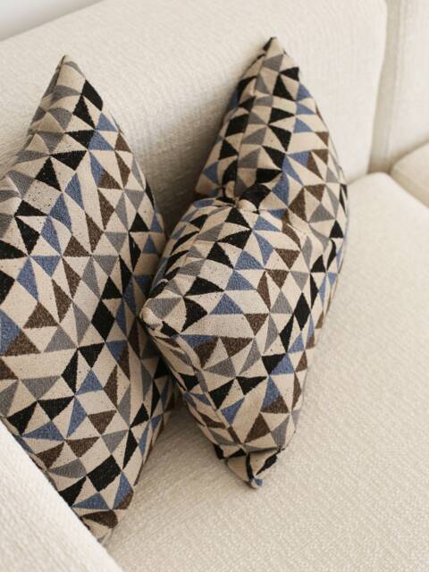 Textured & Triangle Patterned Bohemian Throw Pillow Cover, Soft Boucle-Like Any Size Accent Case, Cozy Handmade Cushion 26x26 - image 1