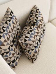 Textured & Triangle Patterned Bohemian Throw Pillow Cover, Soft Boucle-Like Any Size Accent Case, Cozy Handmade Cushion 26x26 - thumbnail 1