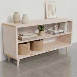 The Horizon Nook/Handmade Vinyl & Media Storage Unit Custom Made Bookcase Tv Stand - thumbnail 2