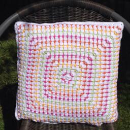 Crochet Cushion/Pillow Cover. Granny Square Wheely Cushion/Pillow Cover - thumbnail 2
