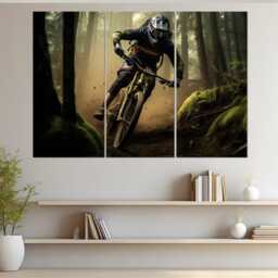 Mountain Bike Canvas Print, Downhill Poster, Velo Sport Wall Art, Club Decor, Framed & Ready To Hang - thumbnail 3