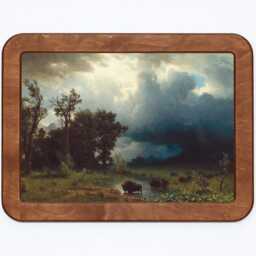 Buffalo Trail, The Impending Storm Albert Bierstadt Landscape Trees Clouds Sky Classic Painting Wooden Framed Art Print - thumbnail 3