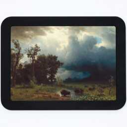 Buffalo Trail, The Impending Storm Albert Bierstadt Landscape Trees Clouds Sky Classic Painting Wooden Framed Art Print - thumbnail 2