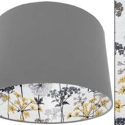 Rustic Farmhouse Lampshade, Yellow & Grey Cow Parsley Print Light Shade - thumbnail 2