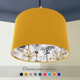 Rustic Farmhouse Lampshade, Yellow & Grey Cow Parsley Print Light Shade - thumbnail 1