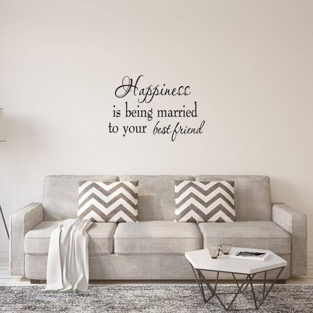 Happiness Is Being Married To Your Best Friend Wall Decal Family Home Decor Marriage Love Stickers Quotes Vwaq-3062 - image 1