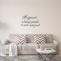 Happiness Is Being Married To Your Best Friend Wall Decal Family Home Decor Marriage Love Stickers Quotes Vwaq-3062 - thumbnail 1