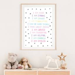 Girls Personalised Affirmation Print, Bedroom Decor, Pastel Colours, Rainbow Wall Art, Positive Prints, Nursery, Playroom Decor - thumbnail 2