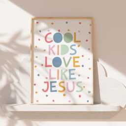 Set Of 3 Colourful Christian Prints Kids, Wall Art, Toddler Sunday School, Playroom, Girls Bedroom Decor, Rainbow - thumbnail 2