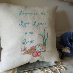 Embroidered Seashells Pillow - Are Love Letters in The Sand Customizable - thumbnail 2